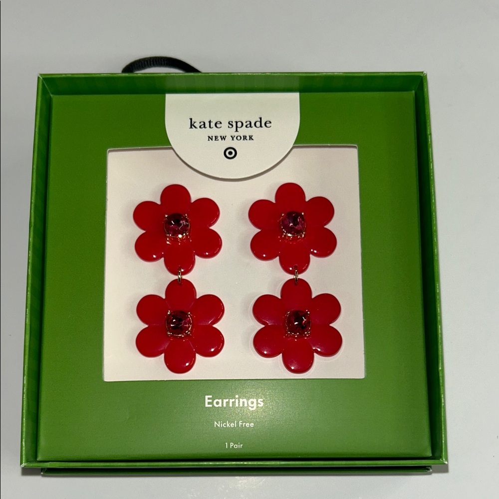 kate spade Pink double-drop floral dangle earrings